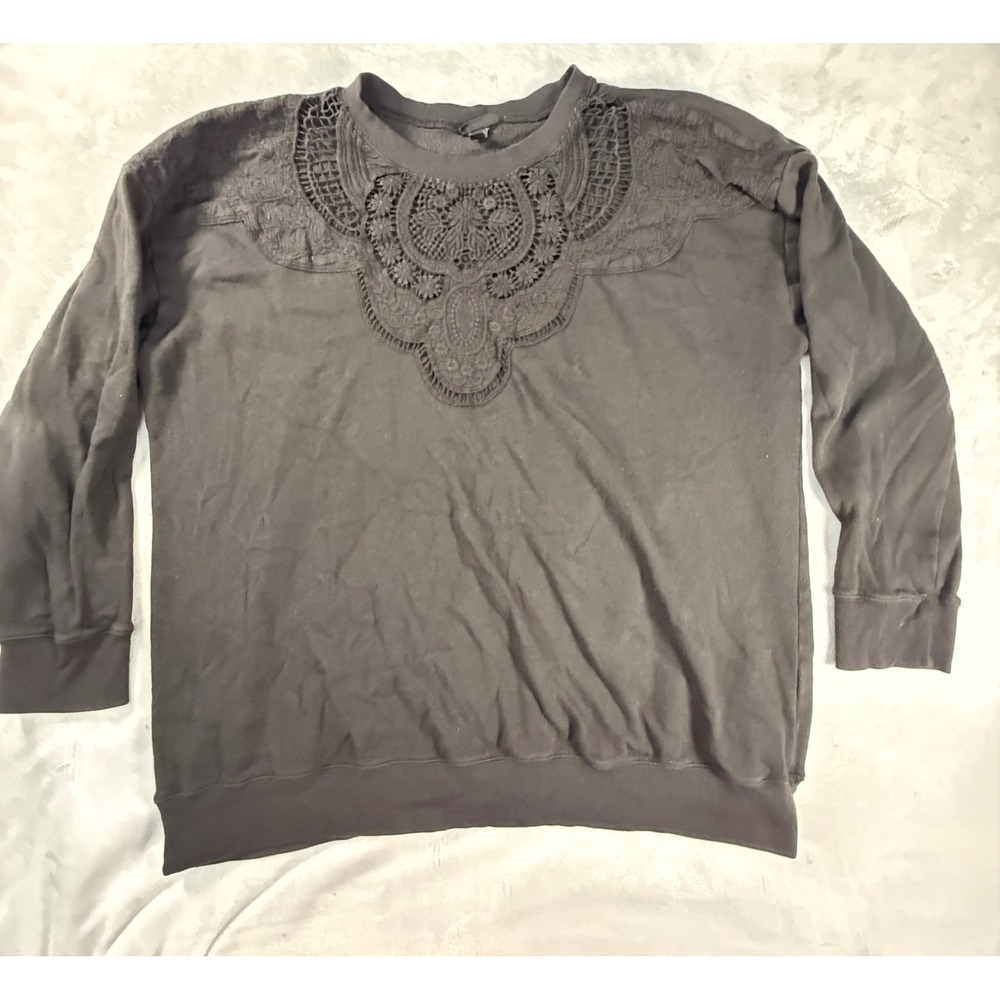Torrid Black‎ Lace Neck Detail Long Sleeve Sweatshirt Women Plus Size 1